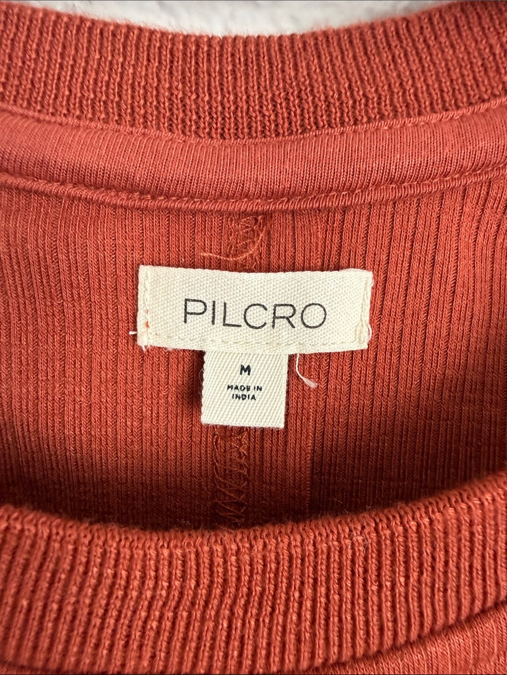 Pilcro Rust-Orange Ruffle Sleeve Ribbed Tank - Picture 2 of 8
